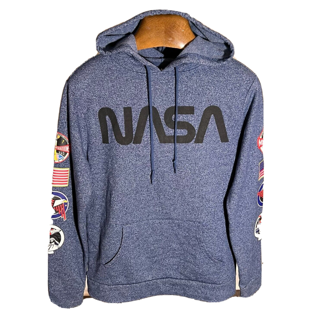 NASA Aldrin Family Foundation Hoodie Hooded Sweatshirt Men's Size S Blue